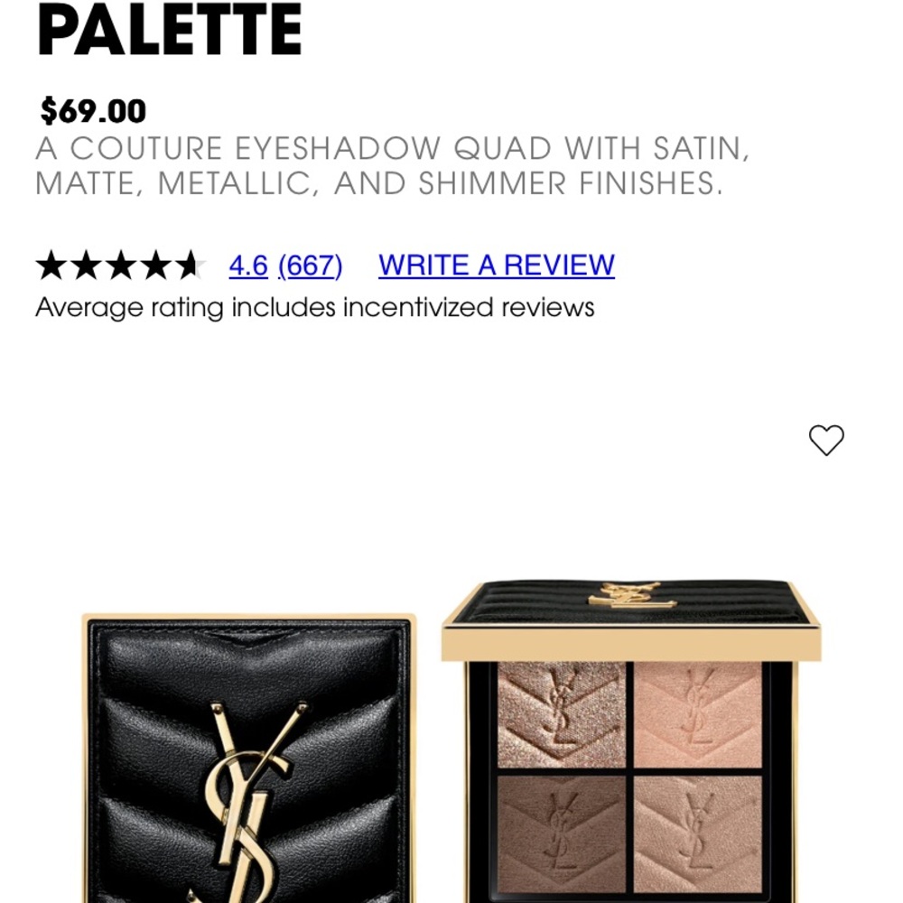 Yves Saint Laurent Eyeshadow Quad - Luxurious Satin and Shimmer